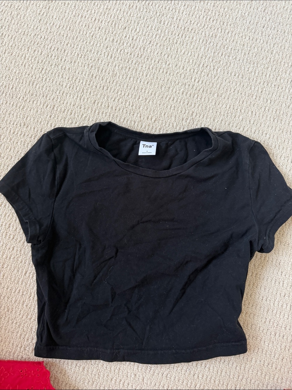 TNA Black Short Sleeve Cropped Top